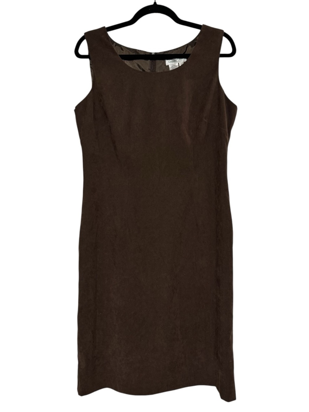 Coldwater CreekBrown Faux Suede Dress Size 12 Fall Western Sheath Boho Modest